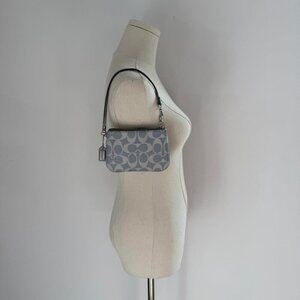 Coach Mini Signature Demi Bag/ Wristlet in Pewter Gray